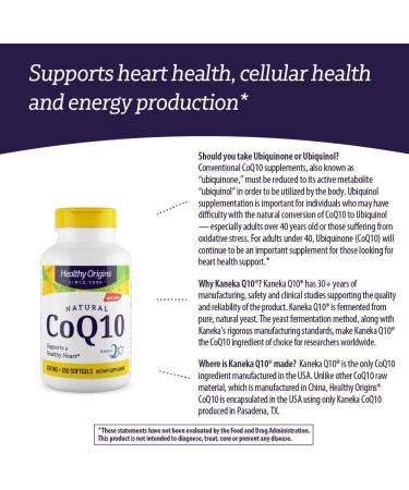 Healthy Origins CoQ10 100mg Softgels - Heart Health & Energy Boost - Gluten Free & Non-GMO - 150 Count - Buy Online on GoSupps.com
