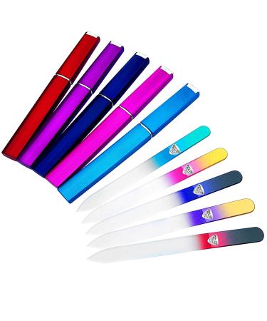 Czech Glass Files for Nails  5PC Crystal Nail Filer Set. Trim  Shape and Smooth Nails with Bona Fide Beauty Czech Glass Serenity
