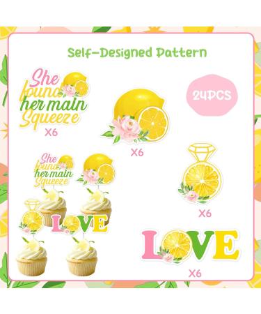 24Pcs Lemon Cupcake Toppers She Found Her Main Squeeze Diamond Ring Lover Cupcake Picks Lemonade Themed Bridal Shower Wedding Engagement Bachelorette Hen Party Cake Decorations Supplies - Buy Online on GoSupps.com