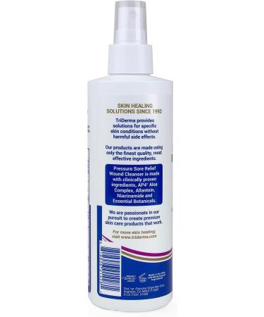 TriDerma Pressure Sore Relief Wound Cleanser 8.2 oz Spray - Gentle Cleansing for Bed Sores, Ulcers, Pressure Sores, Wounds - AP4 Aloe Vera, Niacinamide - Fragrance Free - Buy Online on GoSupps.com