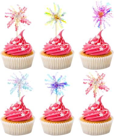 25Pcs Foil Firework Cupcake Toppers Sparkle Tinsel Cupcake Toppers Foil Fringe Birthday Cake Toppers Fringe Firework Shape Cake Decoration Cocktail Fruit Toothpicks Cake Flowers Toppers Decoration - Buy Online on GoSupps.com