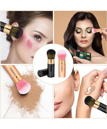 Retractable Blusher Brush with Cover 2 Pack Travel Kabuki Bronzer Makeup Brush Liquid Cream Foundation Powder Brush Extensible Face Blender Brush Professional Concealer Brush for Women (Gold & Black) Black & Gold - Buy Online on GoSupps.com