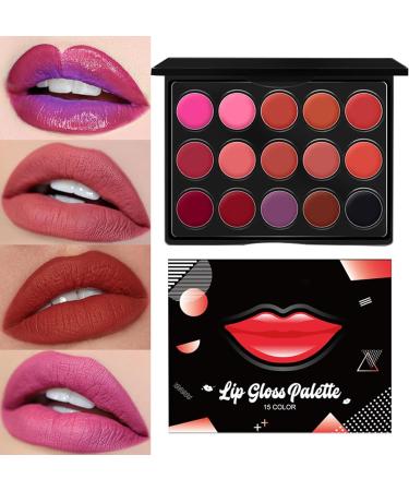 Palette de brillance l vres palette de rouge l vres 15 couleurs palette de gla age l vres de texture mate de couleur | Hydrating Makeup Lipstick Portable construisible pour petite amie femme  - Buy Online on GoSupps.com