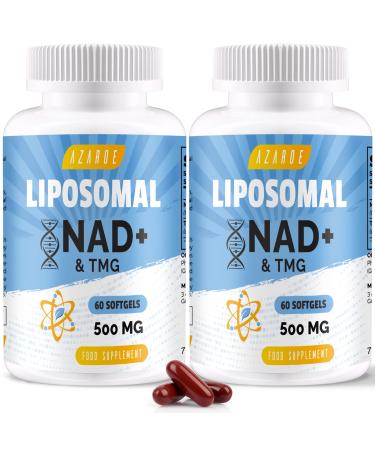 Liposomal NAD+ Softgels 500mg with TMG 250mg More Efficient Than Nicotinamide Riboside Supports Cellular Energy & Healthy Aging (120 Softgels (Pack of 2))
