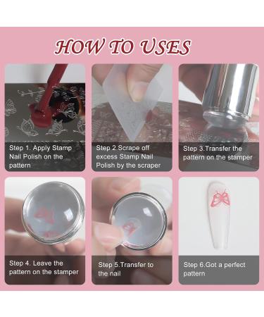 Silver French Tip Nail Stamp Double Sided Clear Art Stamper: Soft Silicone, Jelly with Scraper for Clear Stamping - Buy Online on GoSupps.com