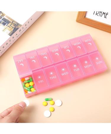 Buy WLLHYF AM/PM Large Pill Organizer - 7-Day Weekly Pill Storage Case for Vitamins & Supplements - Big Capacity Pink | International Shipping Available - Buy Online on GoSupps.com