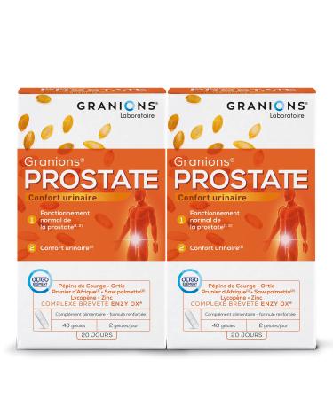 GRANIONS | Prostate | Contributes to the proper functioning of the prostate | Squash Seed Nettle African Plum | Patented and enhanced formula | 2x40 Capsules