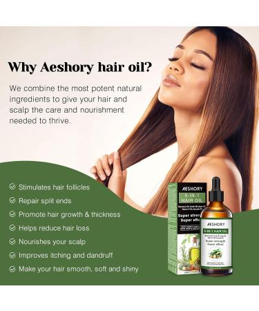 Aeshory Hair Oil - 5 IN 1 Hair Care with Rosemary Castor Argan Vitamin E & Avocado - Nourishing & Volumizing Hair Growth Oil (3.38 fl oz - Buy Online on GoSupps.com