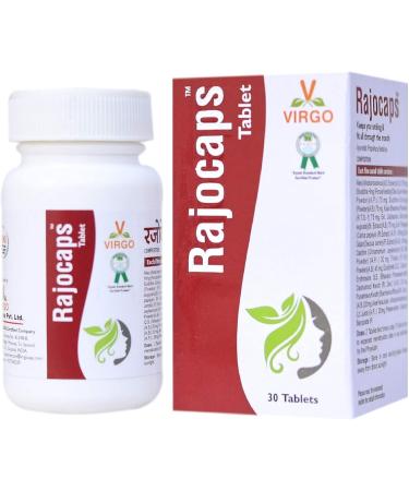 Virgo Rajocap Tablets (A Product by Unjha Ayurvedic Pharmacy - Virgo UAP) - With Goodness of Aloe Vera Juice Shudhdha Hing Shudhdha Suhaga Kasis Bhasma Dalchini Dashamool Kwath Punarnava Kwath - Buy Online on GoSupps.com