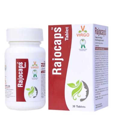 Virgo Rajocap Tablets (A Product by Unjha Ayurvedic Pharmacy - Virgo UAP) - With Goodness of Aloe Vera Juice Shudhdha Hing Shudhdha Suhaga Kasis Bhasma Dalchini Dashamool Kwath Punarnava Kwath