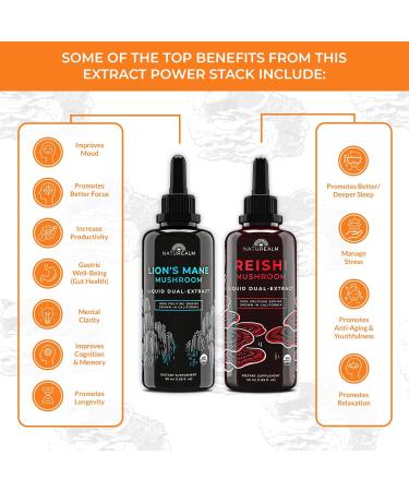 Naturealm Reishi & Lion s Mane Mushroom Extract - Adaptogen Stack for Focus Immunity Longevity Gut Health Anti-Aging Energy & More - Organic Liquid Drops - 50 mL Each (2 Pack) - Buy Online on GoSupps.com