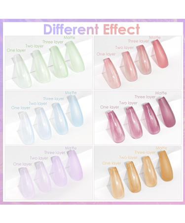 SEISSO Transparent Nude Jelly Gel Nail Polish Set - 6 Sheer Colors for DIY Nail Art - Perfect Gift for Girls and Women - Buy Online on GoSupps.com
