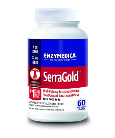 Enzymedica - SerraGold 60 Capsules - High Potency Serrapeptase Enzymes - Promotes Recovery Circulation & Cardiovascular Function - Supports Mobility Sinus Health and Immune System