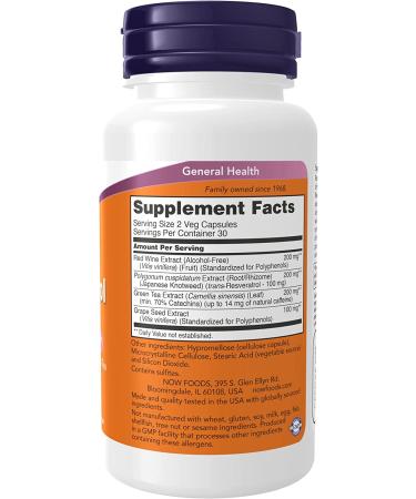 Now Foods Natural Resveratrol 50 mg - 60 Veg Capsules | Antioxidant Support - Buy Online on GoSupps.com