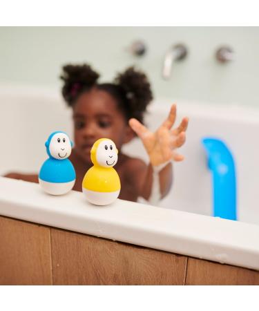 Matchstick Monkey Bathtime Wobblers Set - 2 Antimicrobial Baby Bath Toys, Easy-to-Grip Sensory Learning Toy for 12 Months+, Blue & Yellow - Buy Online on GoSupps.com