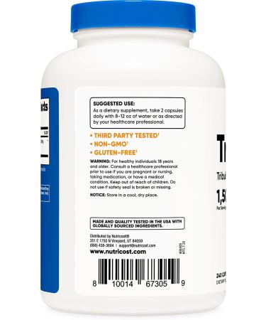 Nutricost Tribulus Terrestris Extract 1500mg - 240 Capsules | 45% Saponins | Non-GMO & Gluten-Free - Buy Online on GoSupps.com