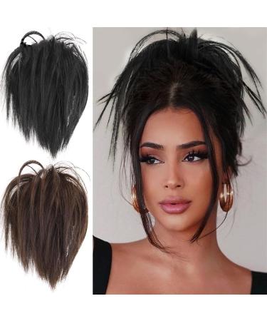 Hair Chignon Short Ponytail Extensions Synthetic Straight Hair Hair Bun with Elastic Band Hair Accessories Women Wig Hair Bun Messy Bun Hair Piece (Color : C) - Buy Online on GoSupps.com
