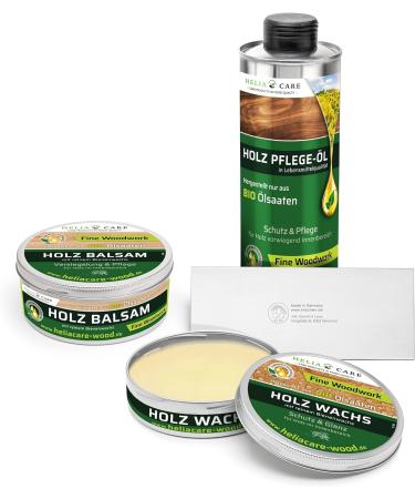 Heliacare Organic Wood Protection Starter & Gift Set | Premium Wood Oil Balm Wax & Pulling Blade - Natural Care Without Chemicals - Buy Online on GoSupps.com