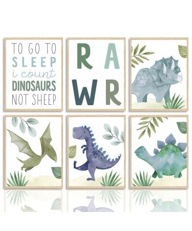 Dazallewall abstract dinosaurs wall pictures Cartoon watercolor canvas pictures for children boy rooms decoration 20x25 cm without frame 6er set - Buy Online on GoSupps.com