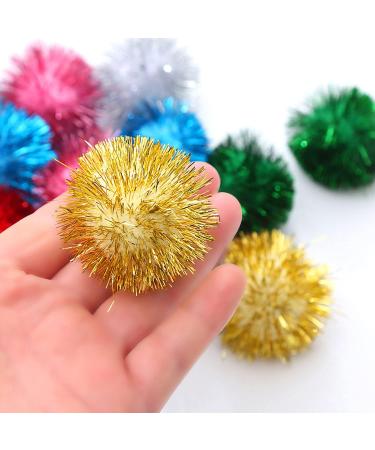 Voviggol 20-Pack Sparkle Cat Balls - Large Glittering Pom Pom Toys for Indoor Kittens - Fuzzy Colorful Balls - Buy Online on GoSupps.com