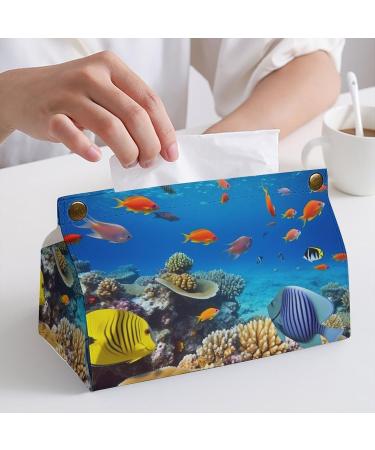 Tissue Box Cover Tissue Box Holder Coral and Sea Fish Print Tissue Holder Travel Tissue Packs Facial Paper Holder Decorative Holder - Buy Online on GoSupps.com