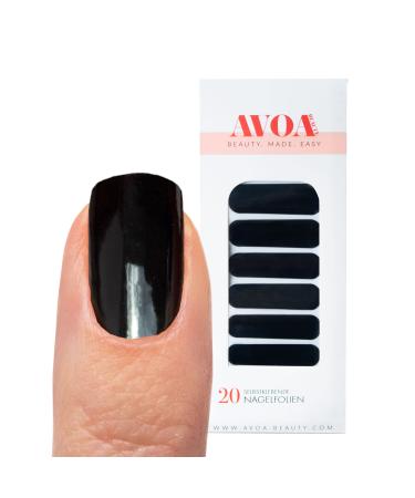 AVOA Beauty nail foil -"Like Licorice" black single-coloured design 20 thin self-adhesive long-lasting nail wraps