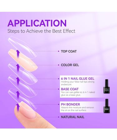 Angelike EC 6 in 1 Nail Gel Kit - Base Gel PH Bonder & Dehydrator | Acid-Free Primer & Super Shiny Formula for False Nails - International Shipping Available - Buy Online on GoSupps.com