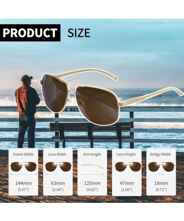 Joopin Polarised Sunglasses | Al-Mg Metal Frame | UV Protection | Double Bridge Aviation Style | Men Women Sun Glasses for Driving | A04 Gold Frame Brown Lens - Buy Online on GoSupps.com