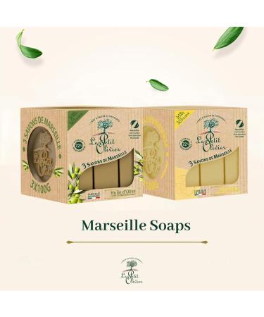 LE PETIT OLIVIER - 3 Savons de Marseille - Huile d'Olive - Parfum de la R gion de Grasse - Nettoient la Peau en Douceur - Fabriqu en France - 3x100g 33.33 ml (Lot de 3) HUILE D'OLIVE - Buy Online on GoSupps.com