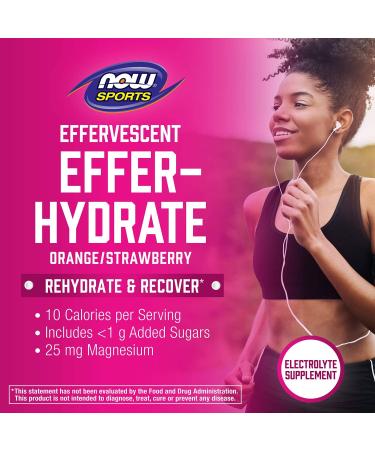 Now Foods Sports Effer-Hydrate Orange Strawberry - 10 Tablets | Hydration & Electrolyte Supplement - Buy Online on GoSupps.com