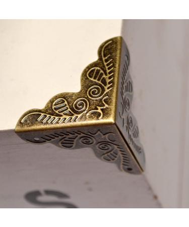 20 Pcs Vintage Bronze Corner Protectors Decorative Metal Covers Antique Triangle Safety Guards Retro Right Angle Bracket for Jewelry Case Edge Wood Box Corner Craft Chest Furniture (Side Length:25mm) - Buy Online on GoSupps.com
