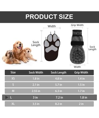 Pawchie Anti-Slip Dog Socks for Hardwood Floors - Non-Skid Knit Paw Protector - Grey Large (4 Pack) - Buy Online on GoSupps.com