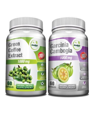 Pure Green Coffee Bean Extract + Pure Garcinia Cambogia Extract - Weight Management Bundle - 120 Veggie Capsules
