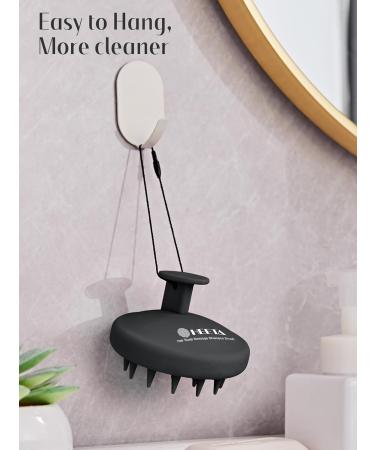 Heeta Scalp Massage Brush - Silicone Hair Brush for Wet & Dry Hair Soft Bristles Integrated Design - Dark Black - Buy Online on GoSupps.com