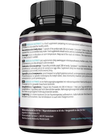 Sodium Butyrate High Dose 570mg - 240 Vegan Capsules for Gut Health & Intestinal Barrier Support | Apollo's Hegemony - Buy Online on GoSupps.com