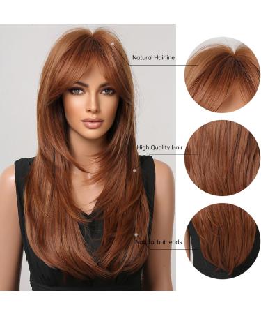 Kellynee Ginger Wig with Bangs - Medium Length Copper Red Synthetic Wig for Women - Heat Resistant, Stylish for Daily Wear and Special Occasions - Buy Online on GoSupps.com