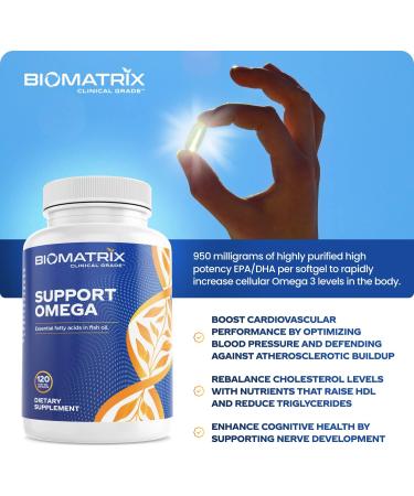 Support Omega EPA DHA Omega 3 Fish Oil Supplement - Cardiovascular, Musculoskeletal Support (120 Gel Capsules) - Buy Online on GoSupps.com