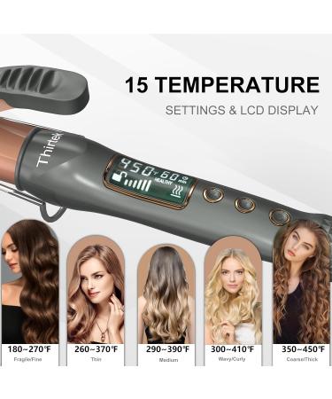 Thirtek 1-Inch Ceramic Curling Iron - Professional Hair Curler with 15 Adjustable Temps LCD Display Dual Voltage Heat Protective Glove & Clips | Salon Quality Copper Brown - Buy Online on GoSupps.com