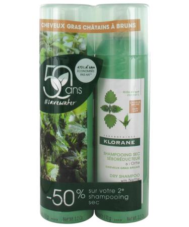 Klorane Dry Seboregulating Shampoo with Nettle Extract 2 x 150ml - Oily dark hair