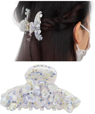 HUSHUI Hair Claw Clips Non Slip Flower Claw Clips Elegant Flower Design Spring Claw Clip for Women and Girls Thin Thick Hair (Light Blue) - Buy Online on GoSupps.com