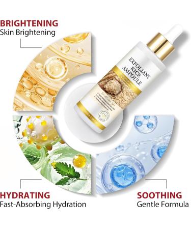 Ampoule de riz exfoliante avec eau de son de riz H et niacinamide essence de riz pour exfolier limine en douceur les cellules mortes de la peau assure une brillance saine hydrate et nourrit - Buy Online on GoSupps.com