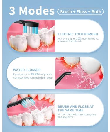 Buy Electric Toothbrush with Water Flosser - 3 in 1 Cordless Combo Portable for Travel & Home 10 Piece Set - Ideal for Multiple Users - Black - Buy Online on GoSupps.com