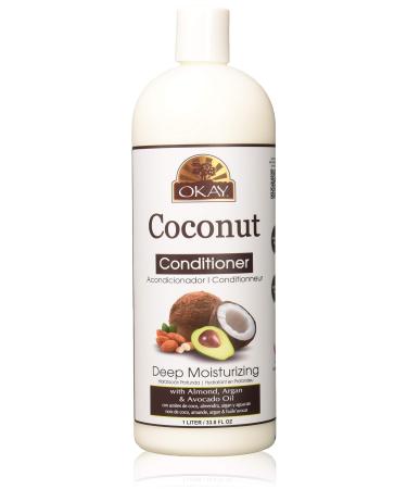 OKAY Coconut Deep Moisturizing Conditioner Helps Replenish Moisture And Elasticity For Healthy Strong Hair Sulfate Silicone Paraben Free For All Hair Types and Textures Made in USA 33oz 33 Ounce Coconut