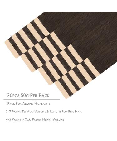 WhenALIFE Tape Extensions - 20Pcs 30g 25cm Real Remy Hair Invisible Skin Weft Silky Straight Dark Brown #2A - Premium Quality Hair Extensions - Buy Online on GoSupps.com