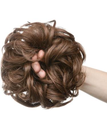Porsmeer 2-Piece Brown Messy Hair Bun Extensions - Curly Wavy Updo Scrunchies for Women & Girls | Large Synthetic Chignons - Buy Online on GoSupps.com