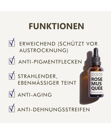 Organic Rosehip Oil - 100% Pure & Natural | Cold-Pressed 50ml for Hair Skin & Anti-Aging Care - Buy Online on GoSupps.com