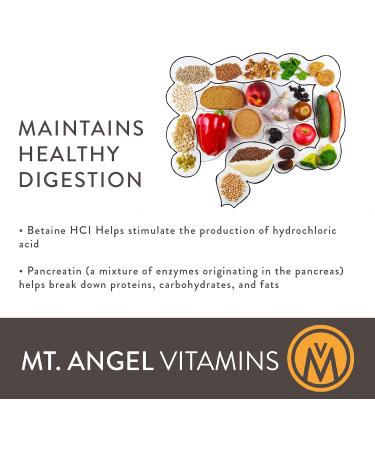 Mt. Angel Vitamins - Hydrochloric Acid Betaine, Supports Healthy Digestion & Gastric Juices (100 Vegetarian Chlorocaps) 100 Count (Pack of 1) - Buy Online on GoSupps.com