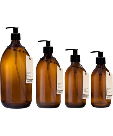 Kuishi 500ml Amber Glass Pump Dispenser Bottle - Refillable BPA-Free Soap Dispenser | Eco-Friendly & Reduces Plastic Waste - Buy Online on GoSupps.com