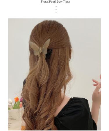 Transparent Butterfly Half Tied Hair Clip Back Spoon Clip Frosted Shark Clip Hair Clip FrostedButterfly-Tan - Buy Online on GoSupps.com