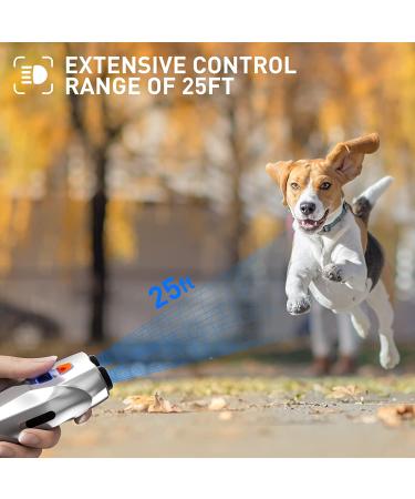 Dual Sensor Anti Barking Device with Training Modes | Ultrasonic Dog Barking Deterrent with LED Flashlight | Rechargeable Silver - Buy Online on GoSupps.com